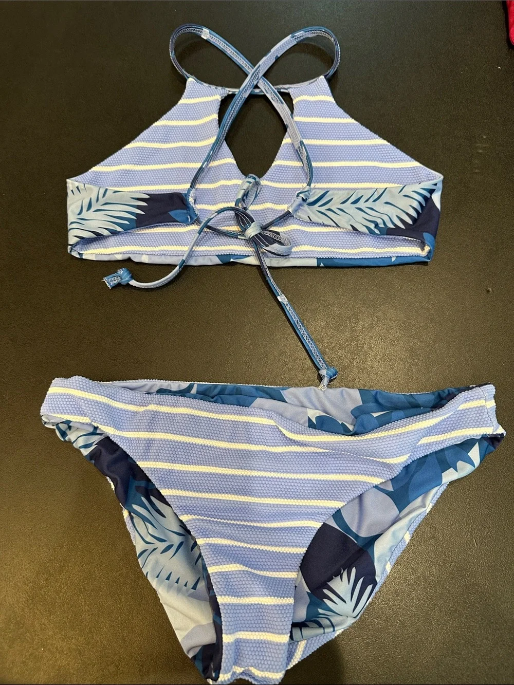 Blue Floral reversible Swim Set
